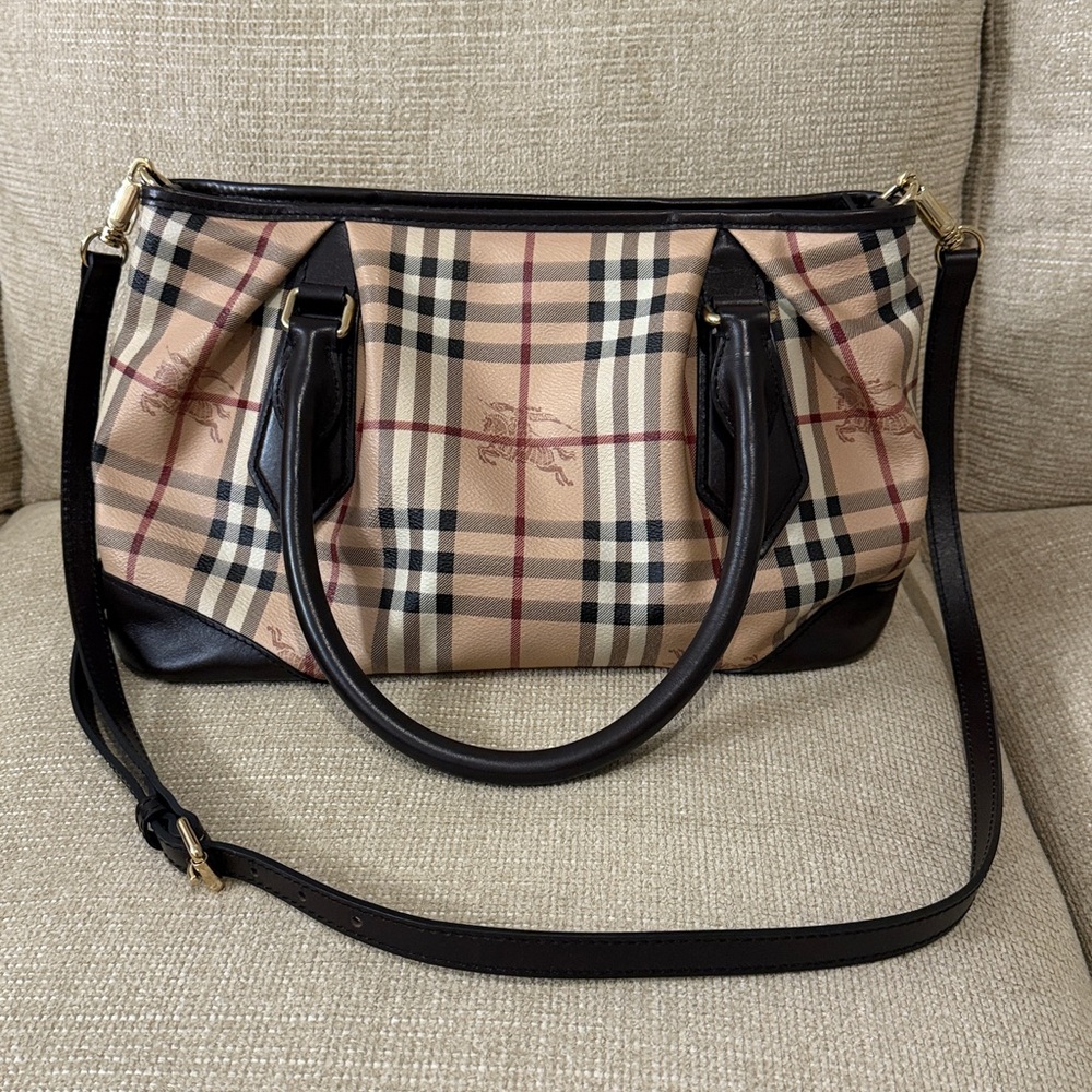 Burberry Beige and Brown Check Shoulder Bag - Picture 7 of 16